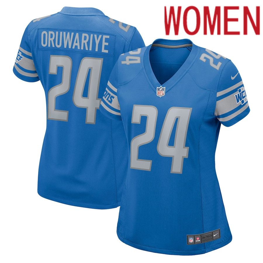 Women Detroit Lions 24 Amani Oruwariye Nike Blue Game NFL Jersey